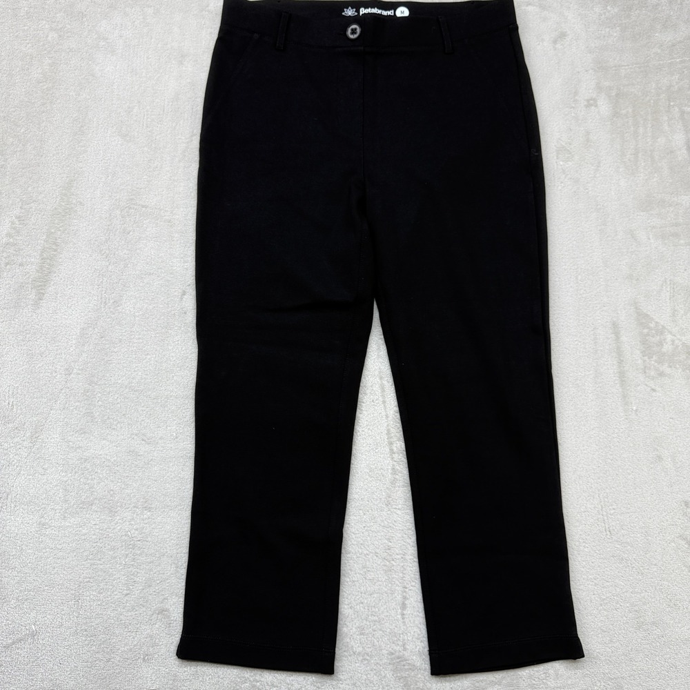 Betabrand Pants Women's Medium Dress Pant Yoga Pants Black Straight Leg Cropped - Picture 1 of 10